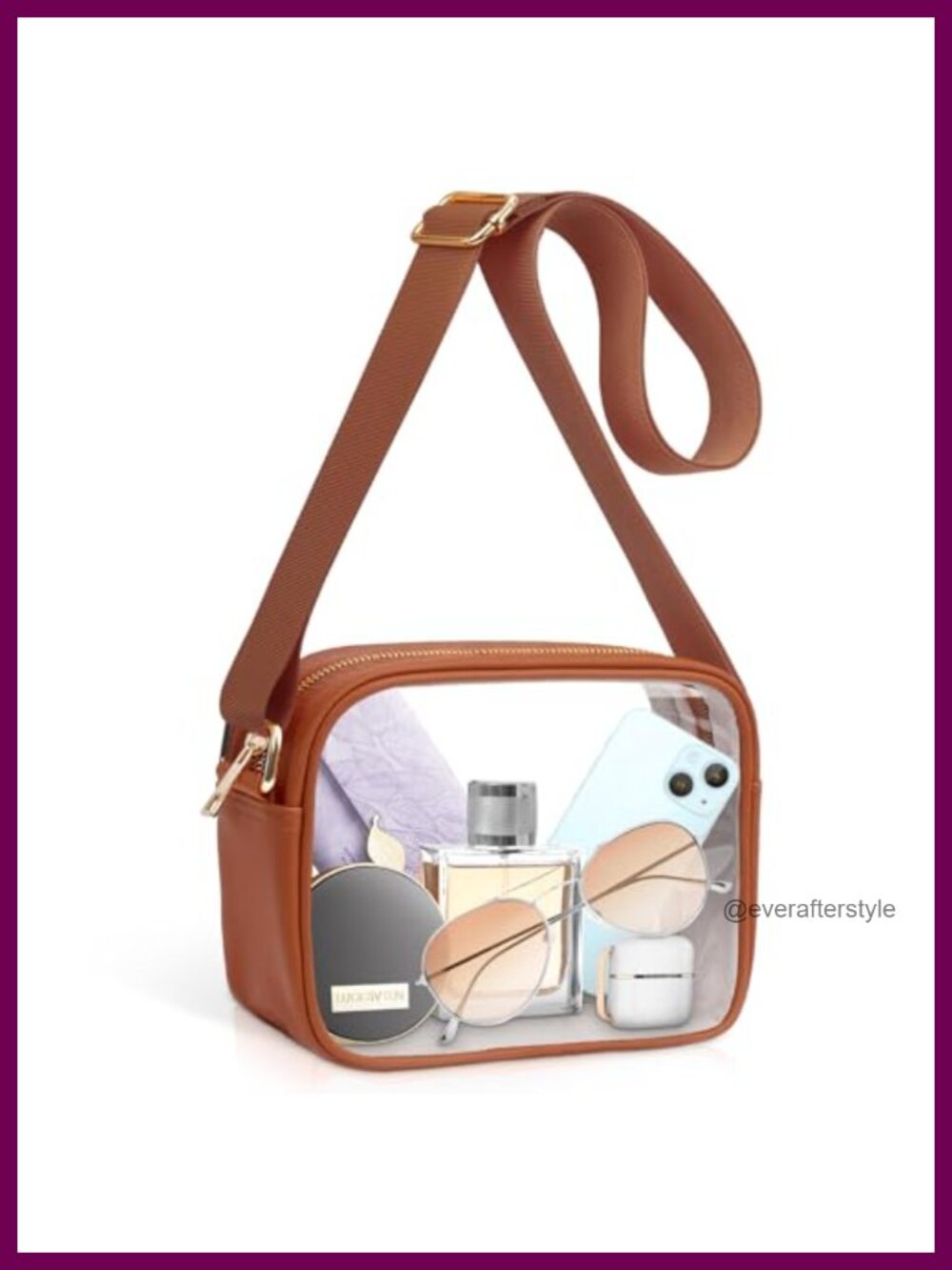 Clear Crossbody Bag Stadium Approved TPU Faux Leather Concert Purse